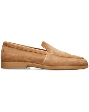 Santoni Suede Malibu Loafers - Natural