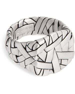 Tom Wood Rhodium-Plated Sterling Quilt Ring - Metallic