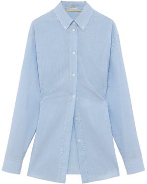 Loewe Wool Stripe Longline Shirt - Blue