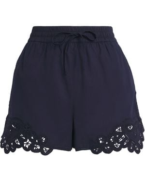 Veronica Beard Cotton Lace Vilvaldi Shorts - Blue