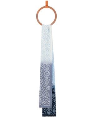 Loewe Wool-Silk-Cashmere Anagram Scarf - Blue