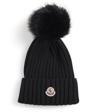 Moncler Virgin Wool Pom-Pom Beanie - Black