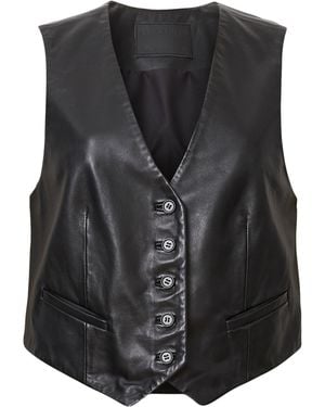 AllSaints Leather Arla Lea Waistcoat - Black