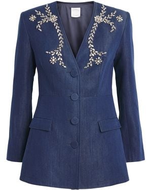 Huishan Zhang Chambray Embellished Clay Blazer - Blue