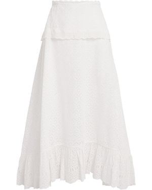 Ulla Johnson Broderie Anglaise Violetta Midi Skirt - White