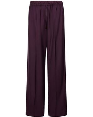 Marella Virgin Wool Drawstring Relaxed Pants - Purple