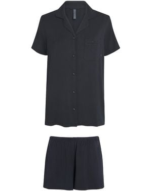 Skims Sleep Short-Sleeve Pajama Set - Blue