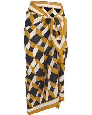 Eres Cotton-Silk Geometric Sarong - Metallic