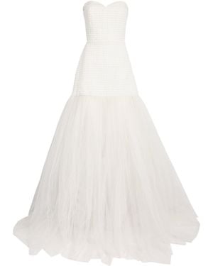 Sandra Mansour Strapless Entre Deux Gown - White