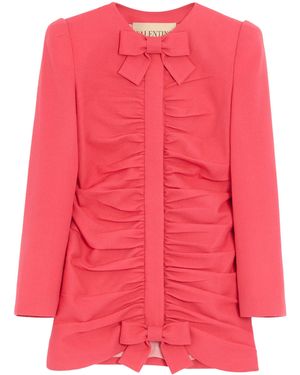 Valentino Virgin Wool Ruched Jacket - Red