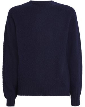 Drake's Virgin Wool Crew-Neck Jumper - Blue