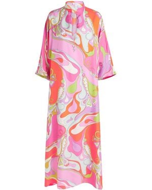 PUCCI Silk Printed Kaftan Maxi Dress - Pink