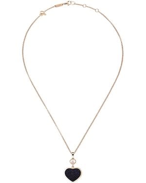 Chopard Diamond And Aventurine Happy Hearts Pendant Necklace - Metallic