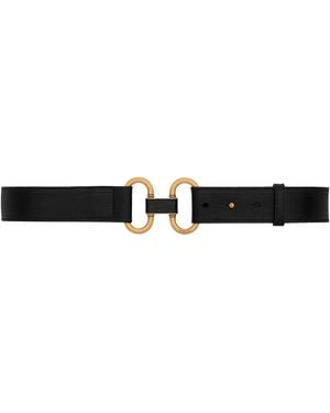 Saint Laurent Leather Double Ring Belt - Black