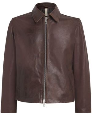 sunflower Leather Zip-Up Jacket - Brown