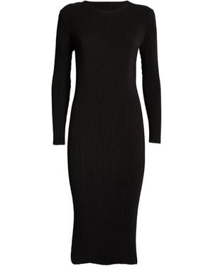Issey Miyake Hatching Pleats Midi Dress - Black