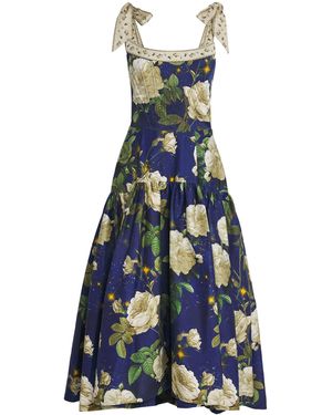 Alice + Olivia Floral Rosalee Midi Dress - Blue
