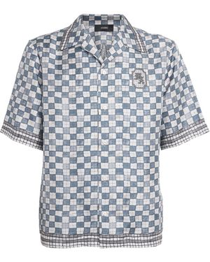 Amiri Silk Château Crest Bowling Shirt - Blue