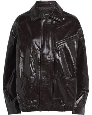 Maje Faux Leather Jacket - Black