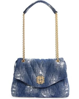 Sandro Denim Quilted Mila Shoulder Bag - Blue