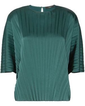 Weekend by Maxmara Pleated Short-Sleeve Blouse - Green