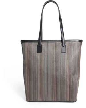 Paul Smith Coated Canvas Signature Stripe Tote Bag - Gray
