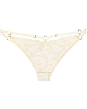 Bordelle Embroidered Pearl Thong - White