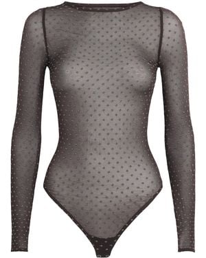 Wolford Shimmer Dots Long-Sleeve Bodysuit - Grey