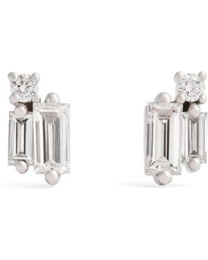 Suzanne Kalan And Diamond Bold Burst Stud Earrings - White