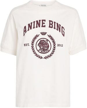 Anine Bing Cotton Collegiate Jaylin T-Shirt - White