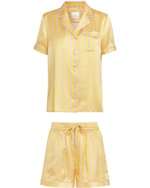Harrods Silk Stripe Short Pyjama Set - Metallic