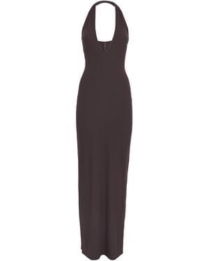 Skims Soft Lounge Plunge Halterneck Maxi Dress - Purple