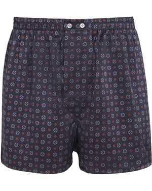 Derek Rose Silk Geo Print Traditional Boxer Shorts - Blue