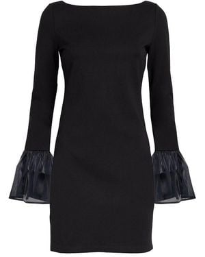 STAUD Voluminous Organza Cuff Mini Dress - Black