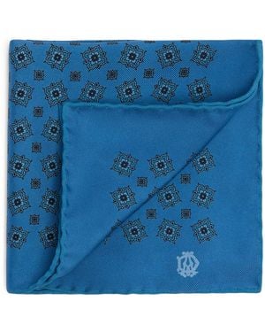 dunhill Mulberry Silk Pocket Square - Blue