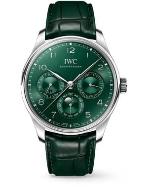 IWC Schaffhausen Stainless Steel Portugieser Perpetual Calendar Watch - Green