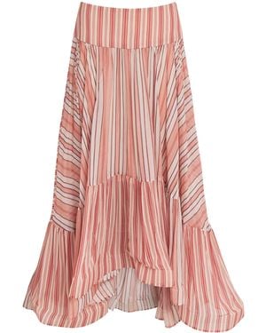 Zimmermann Rebellion Bohemian Stripe Midi Skirt - Pink