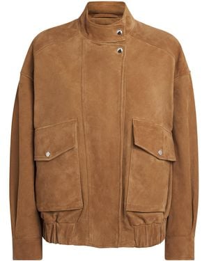 Charoux Suede Tunnel Aviator Jacket - Brown