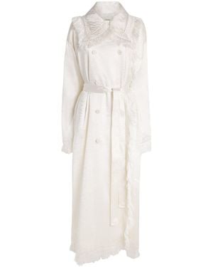 FFORME Silk-Blend Fringe Lise Trench Coat - White