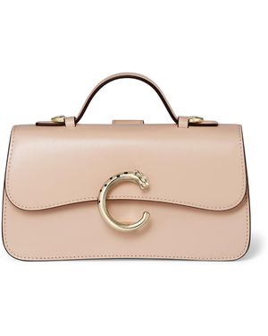 Cartier Leather Panthère De Top-Handle Bag - Natural