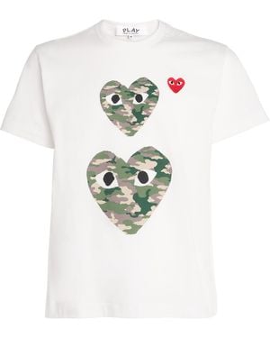 COMME DES GARÇONS PLAY Camouflage Double Heart T-Shirt - White