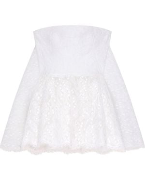 Givenchy Lace Strapless Mini Cape Dress - White