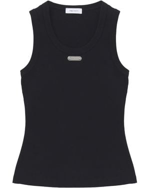 McQueen Cotton Plaque Tank Top - Black
