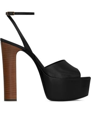 Saint Laurent Leather Jodie Platform Sandals 145 - Black