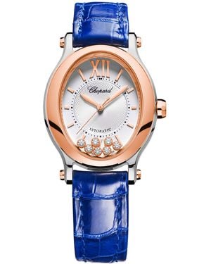 Chopard Stainless Steel And Diamond Happy Sport Oval Watch - Blue
