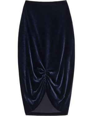Valentino Velvet Gathered Midi Skirt - Blue