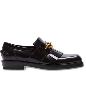 Balmain Glazed Leather Sync Loafers - Black