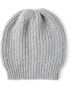 Brunello Cucinelli Cashmere-Silk Sequinned Beanie - Grey