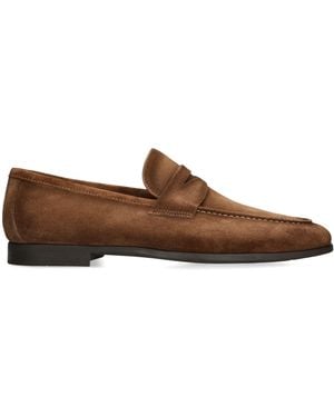 Magnanni Suede Diezma Penny Loafers - Brown