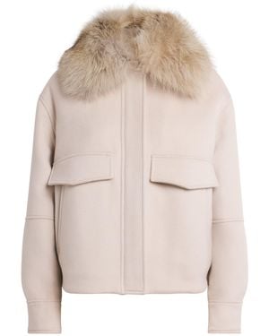 Agnona Cashmere Cropped Bomber Jacket - Natural